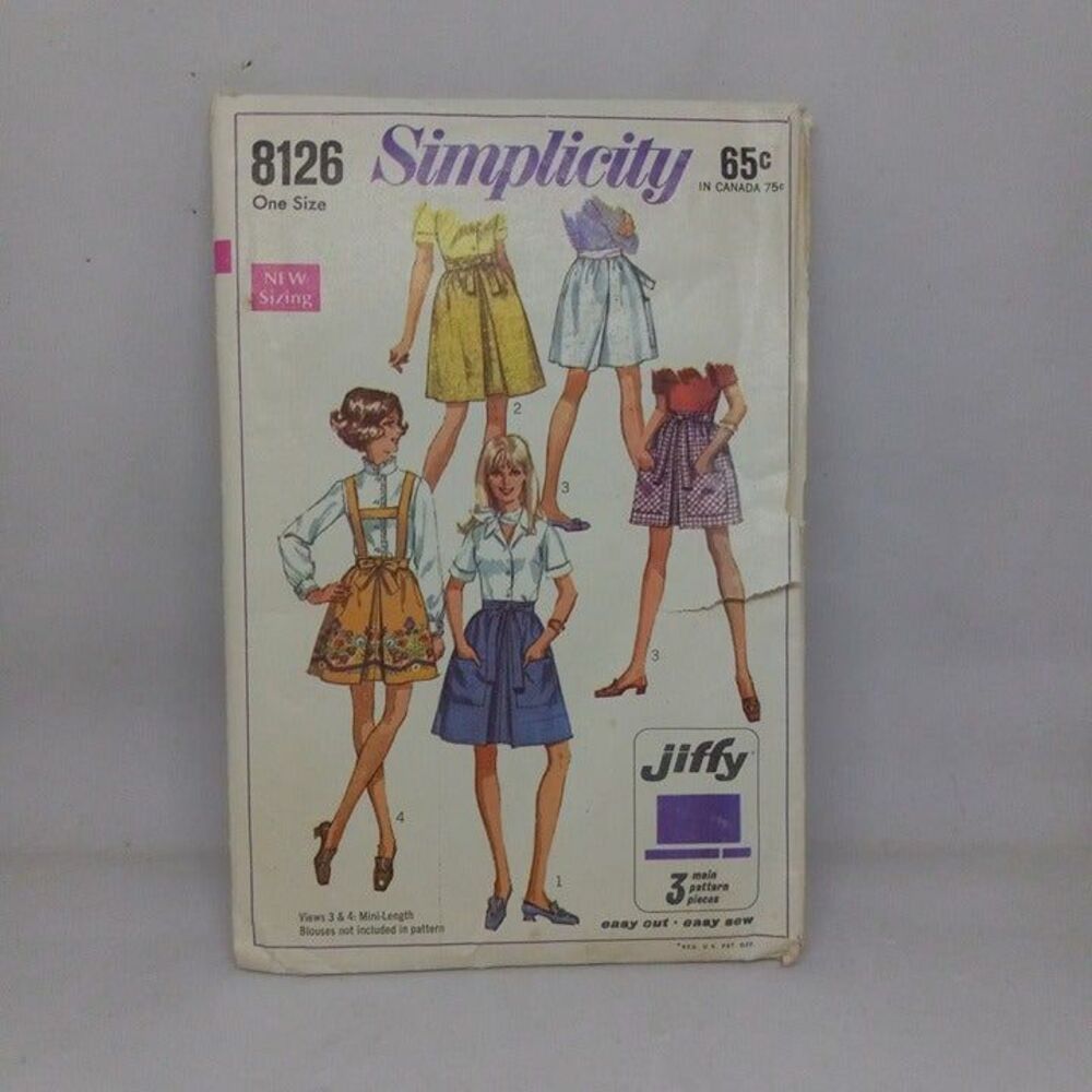 Simplicity Sewing Pattern #8126-Size O/S-Jiffy Back Wrap Skirt-Cut-Complete-1969